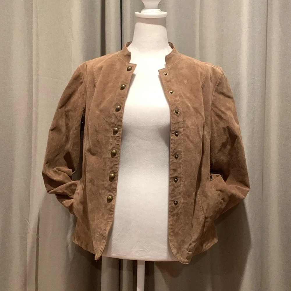 A.M.I Light Brown 100% Leather Jacket Size Large - Picture 9 of 16